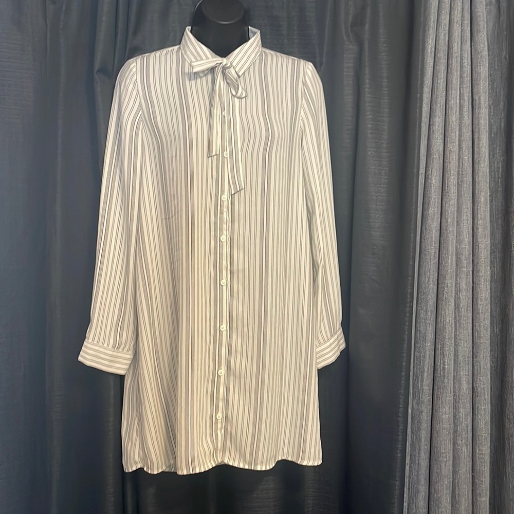 Forever 21 pinstripe dress with tie  at neck